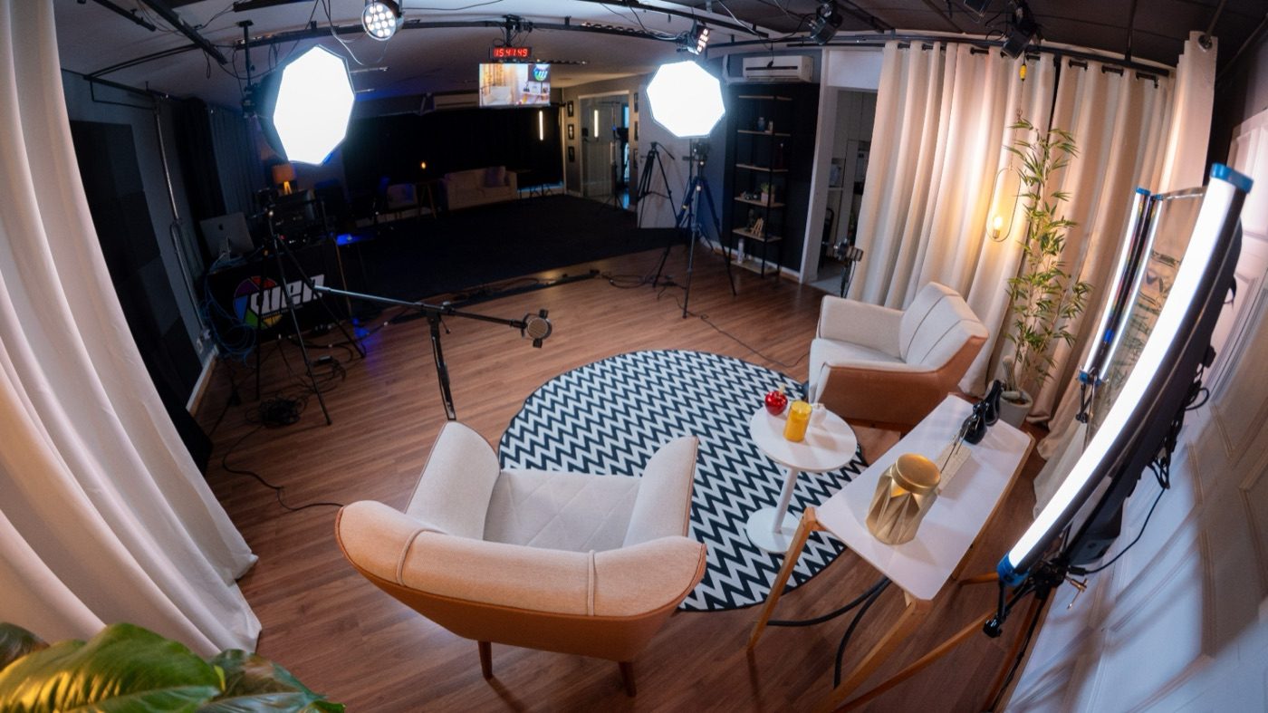 Estrutura do Studio B preparada para receber plateia